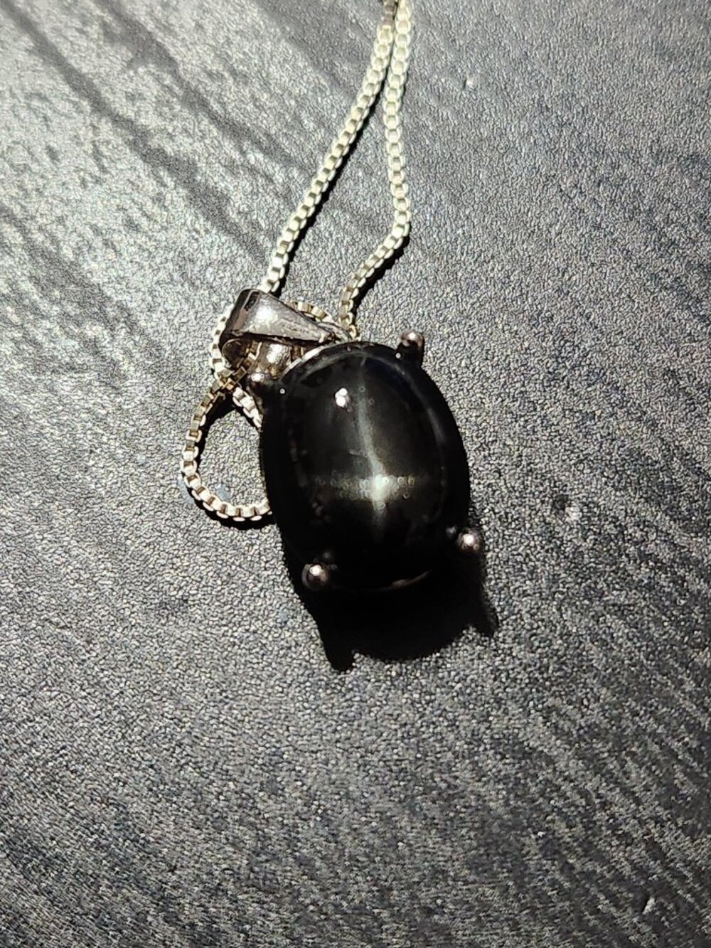 Natural Black Star Diopside 10x8mm 925 Silver Necklace 18" 2.64g